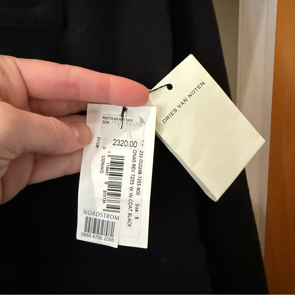 Dries Van Noten Classic Navy Wool Coat - Reversible w Quilted Lining - Picture 4 of 13